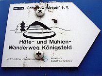 Wegweiser des Höfe- und Mühlenwanderweges