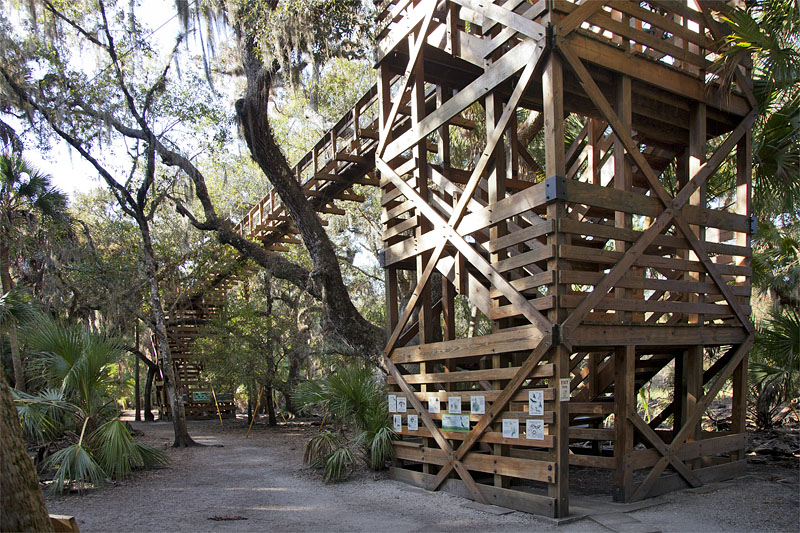 Über diese "Brücke"erreicht man einen über 23 Meter hohen Turm ...