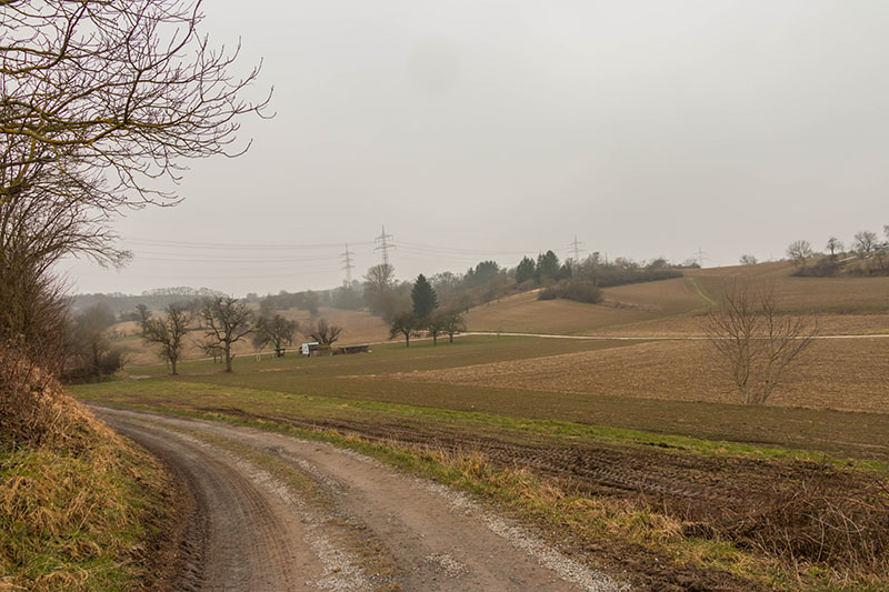 Im trüben Wetter zeigt sich die schöne Kraichgau-Landschaft leider nicht von der besten Seite :-(