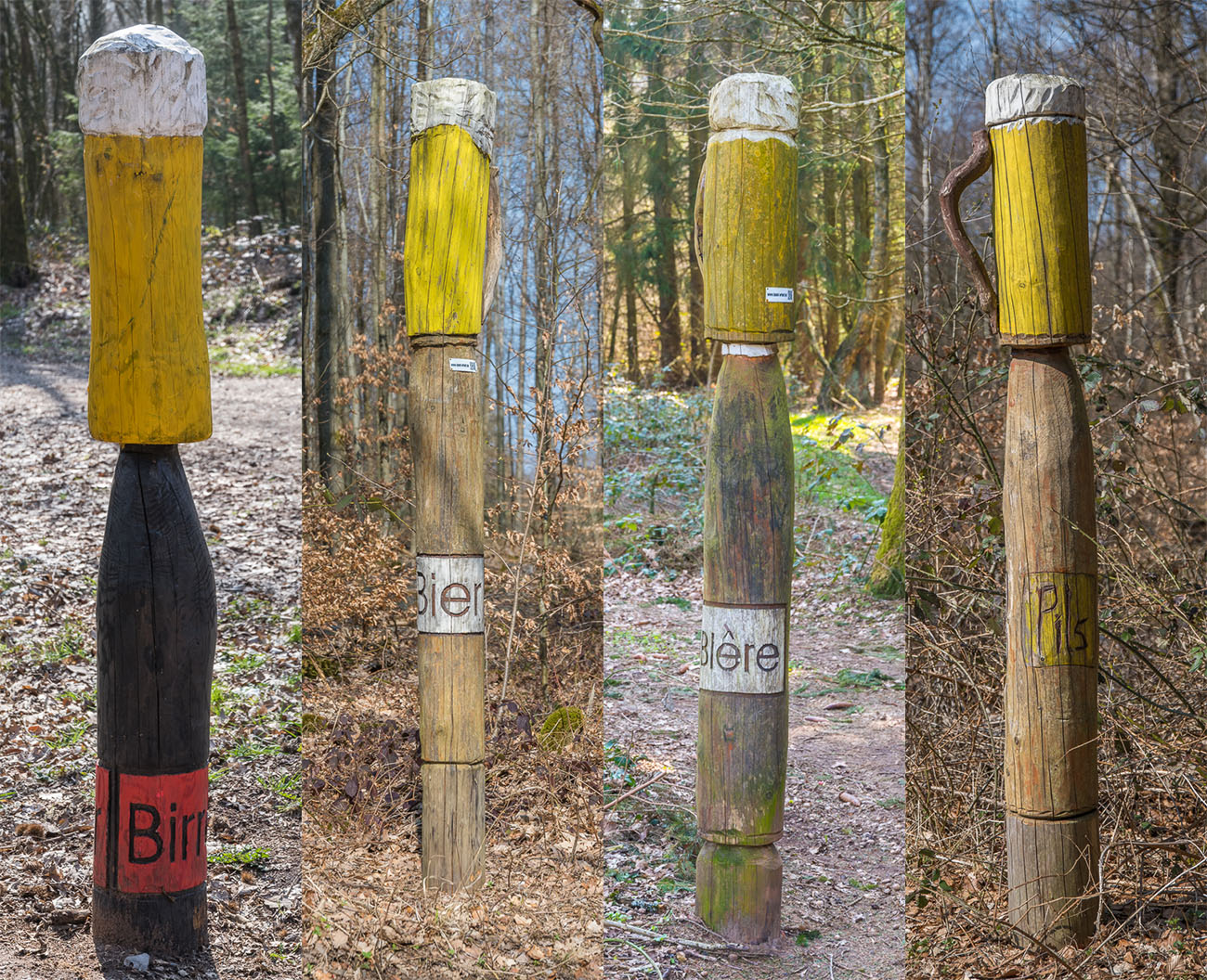 Unterwegs findet man mehrere h&ouml;lzerne Hinweise auf Bier ;-)