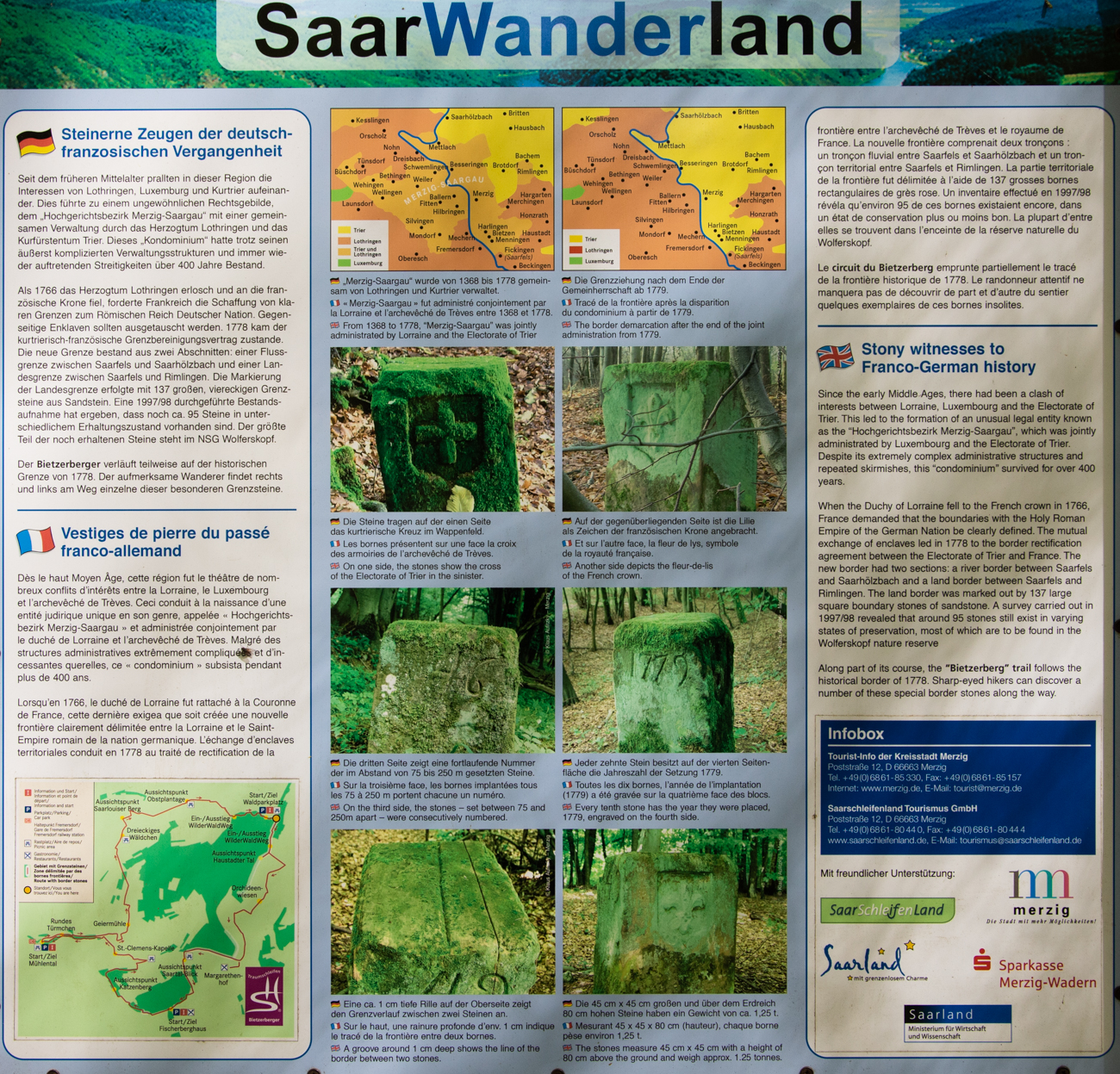 Erl&auml;uterungen zu den im Wald aufgestellten Grenzsteinen