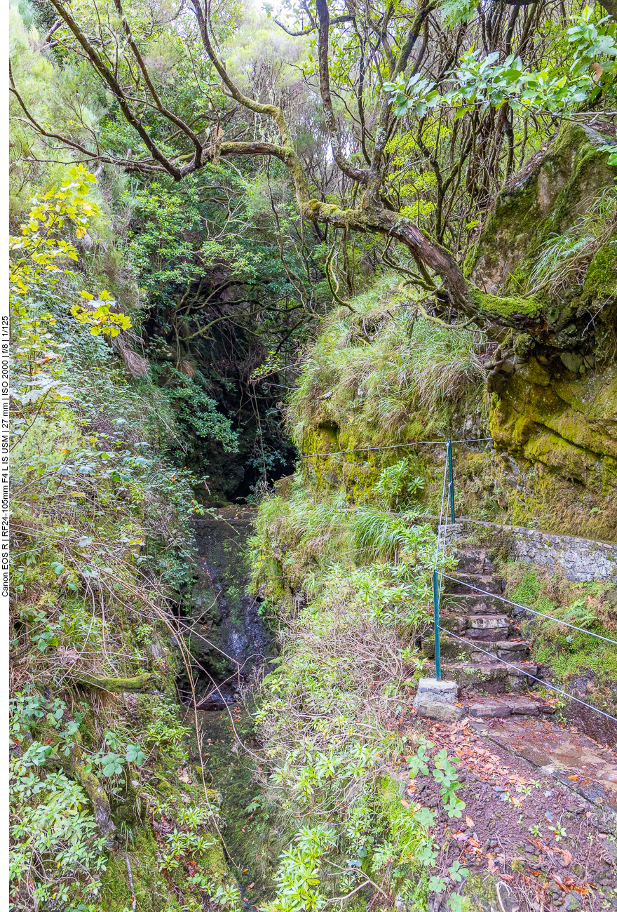 Über die Treppe geht es dann dem Levada entlang