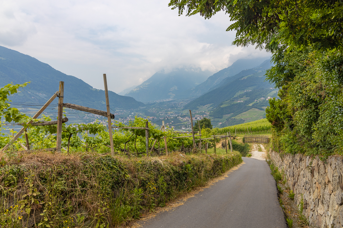 Zunächst laufen wir Richtung Meran hinab