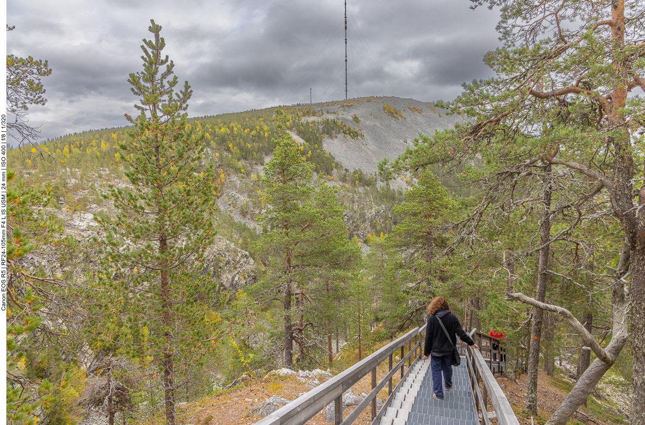 Nun geht es über Treppenstufen ins Tal hinab