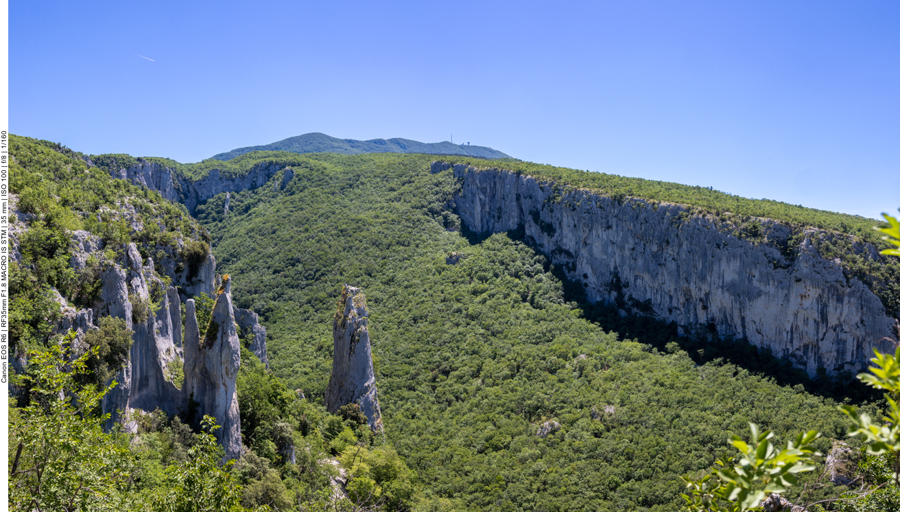 Die Kalks&auml;ulen im Vela Draga Tal