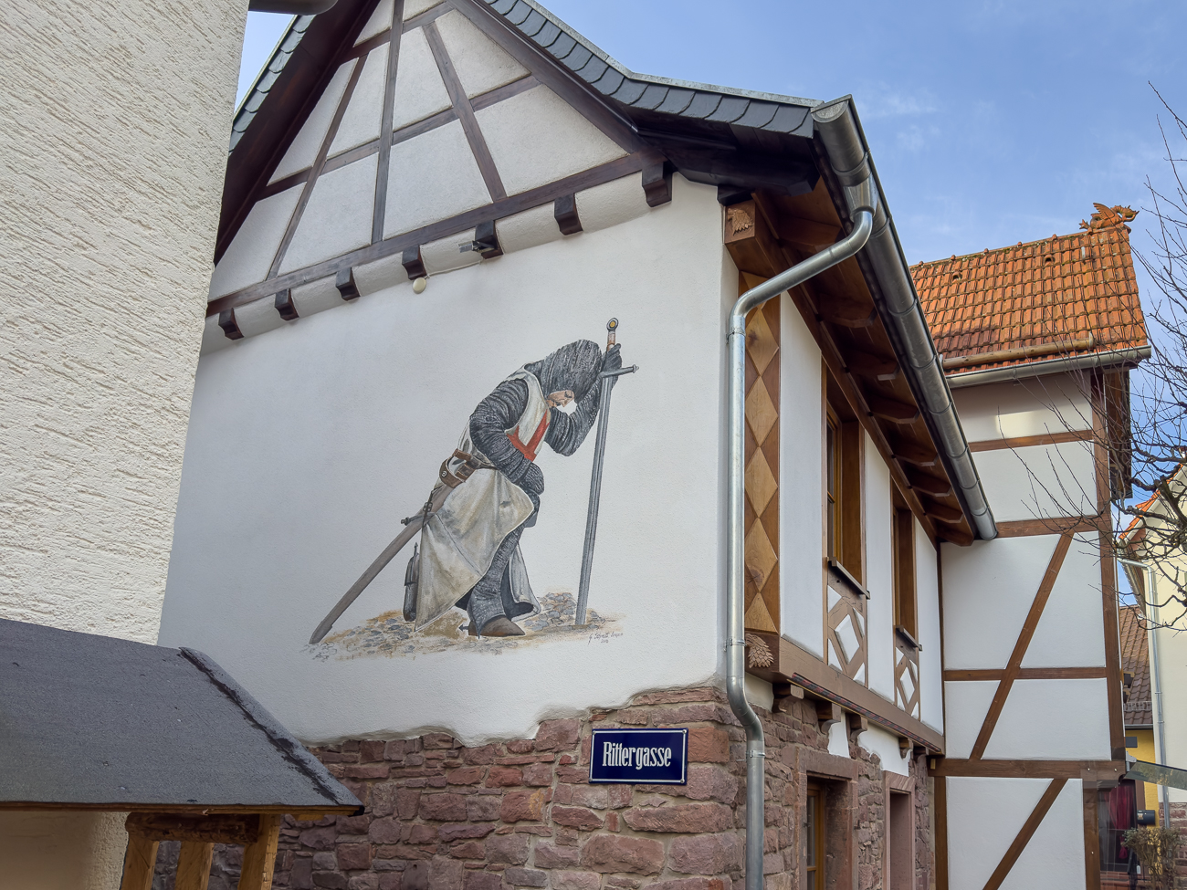 Ritter an der Wand in der Rittergasse