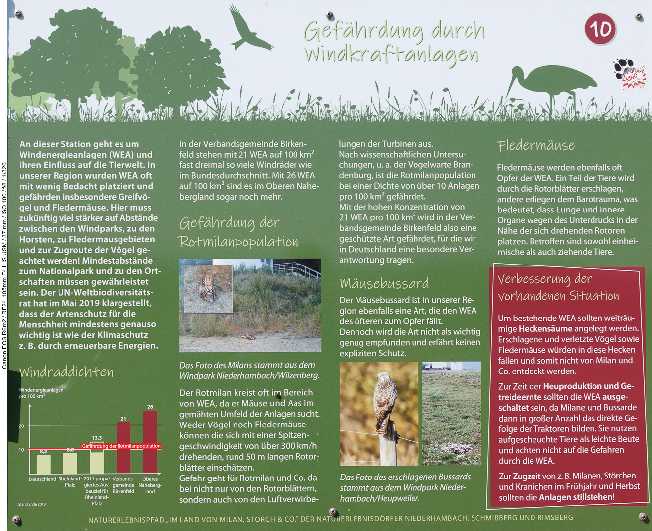 Infotafel Nr. 10: "Gefährdung durch Windkraftanlagen"