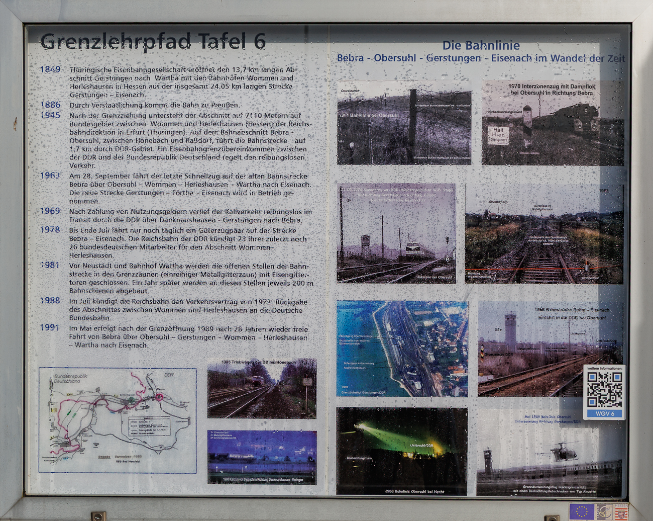 Infos zur hier verlaufenden Bahnlinie während der damals geschlossenen Grenze