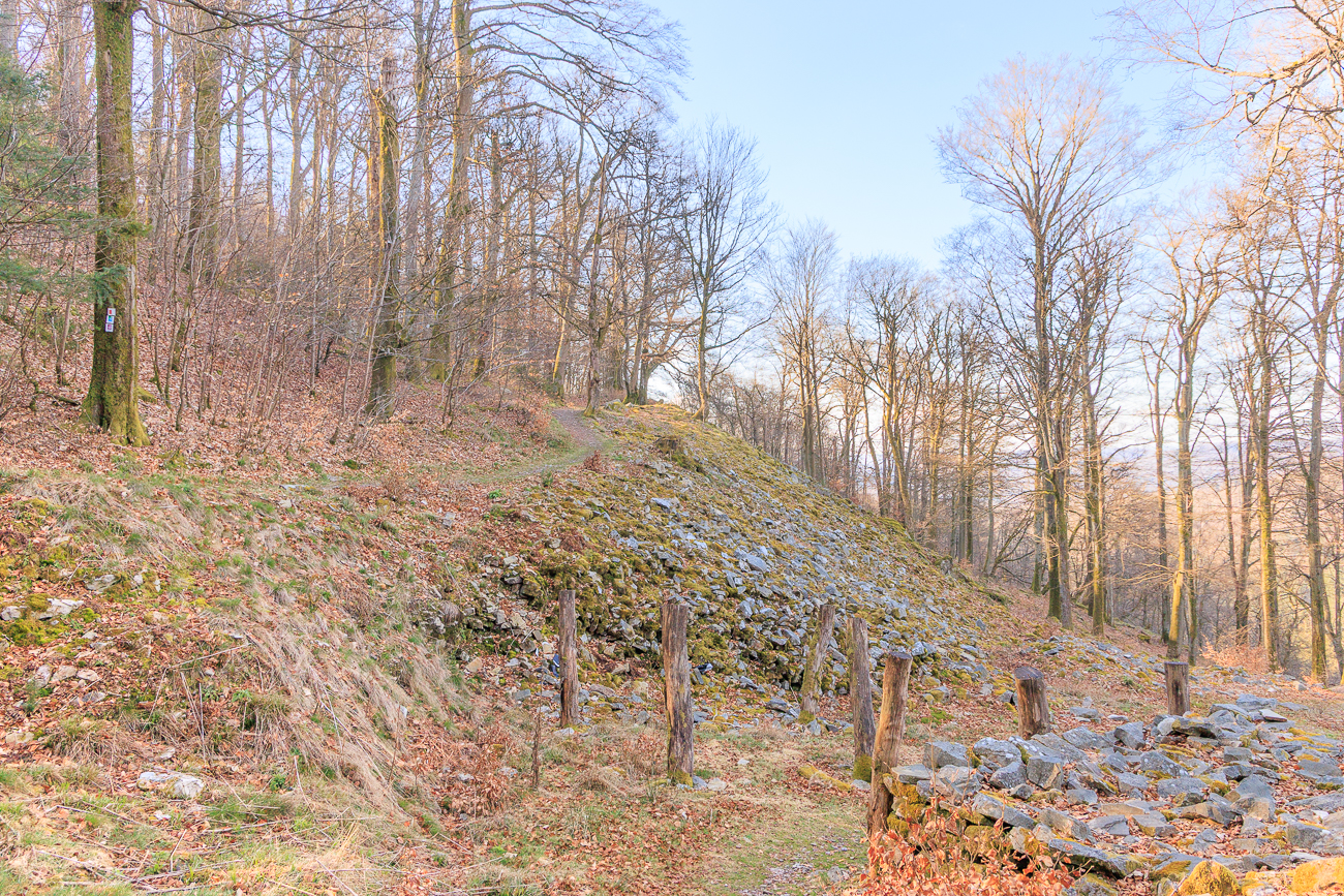 Hier führt der Wanderweg an einer Stelle vorbei, an der einmal ein Torhaus stand