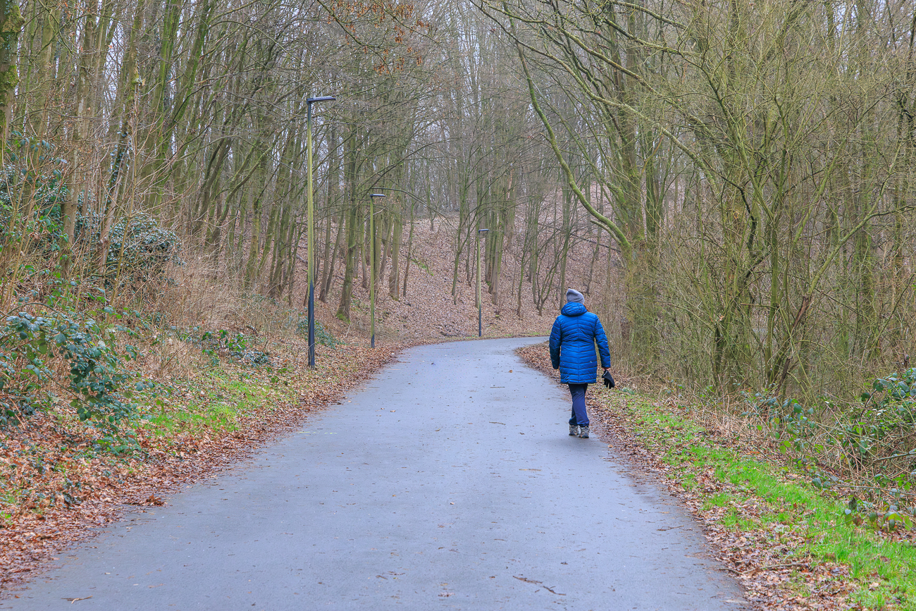 Beleuchteter Weg um den See
