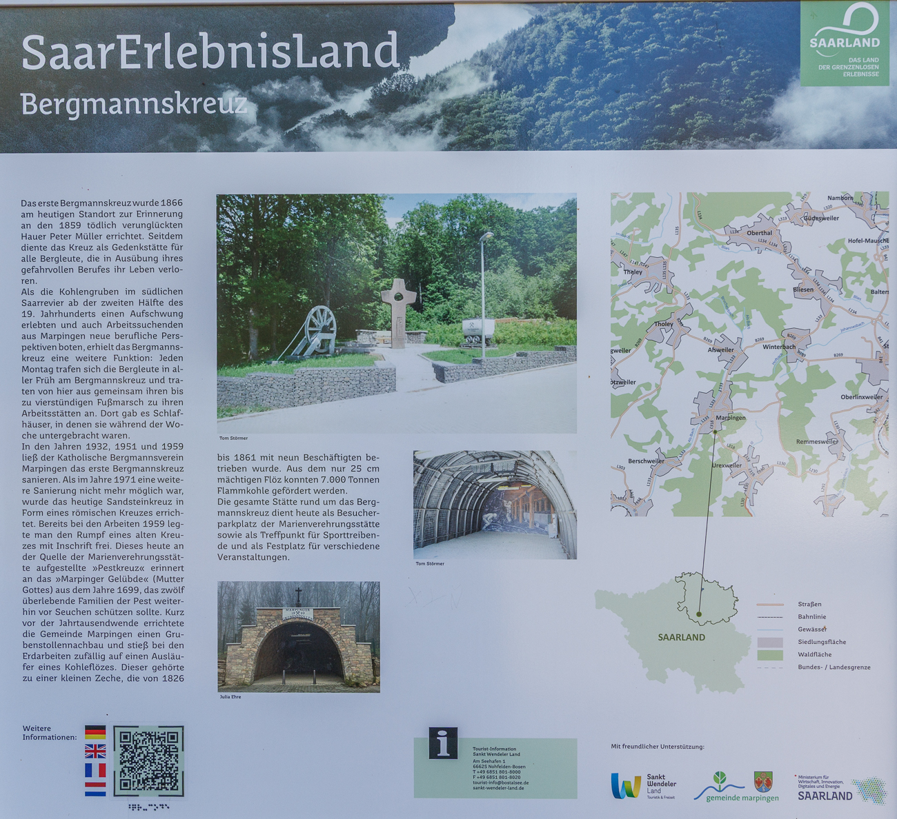 Infos zum Grubenstollen und dem Bergmannskreuz