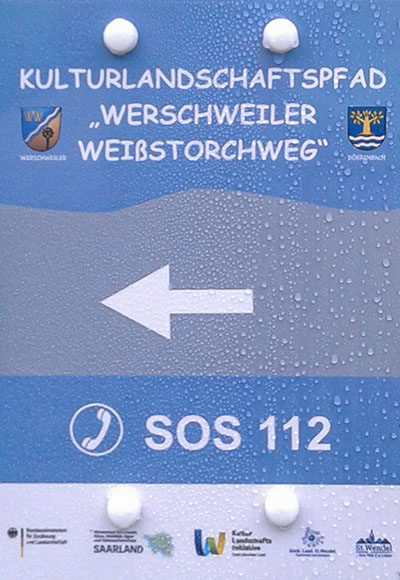 Kennzeichnung des Kulturlandschaftspfad "Werschweiler Weißstorchweg"